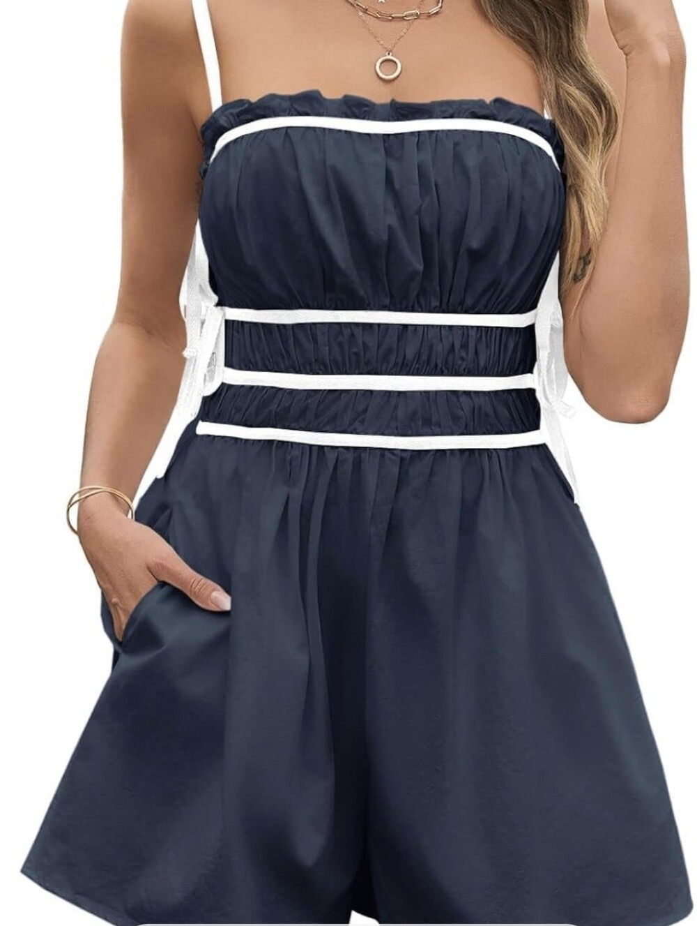 NWT Amazon Strappy Ruched Romper Jumpsuit